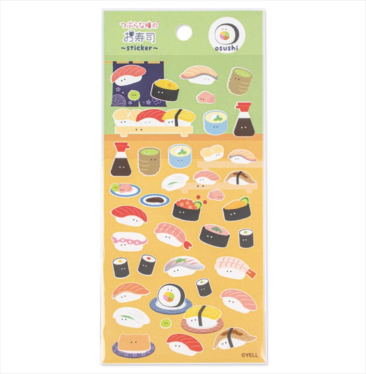 Yell World - Round eyed sheet sticker Sushi