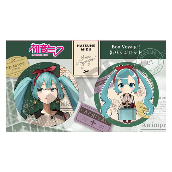 Vocaloid - Hatsune Miku Bon Voyage! Green Button Pin Set Vocaloid - Hatsune Miku Bon Voyage! Green Button Pin Set