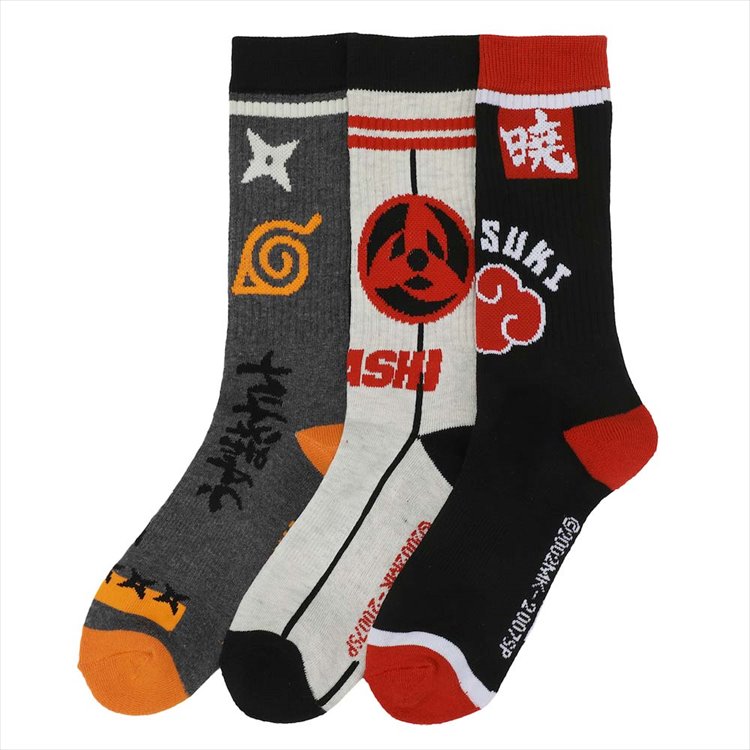 Naruto Shippuden - 3 Pair Crew Socks