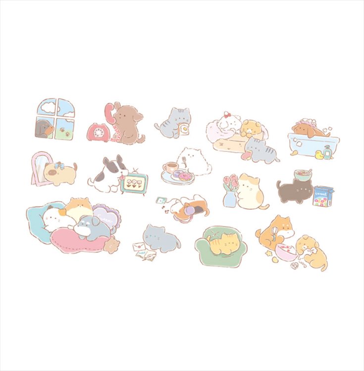 Yell World - Round Eyes Flake Sticker Dogs and Cats