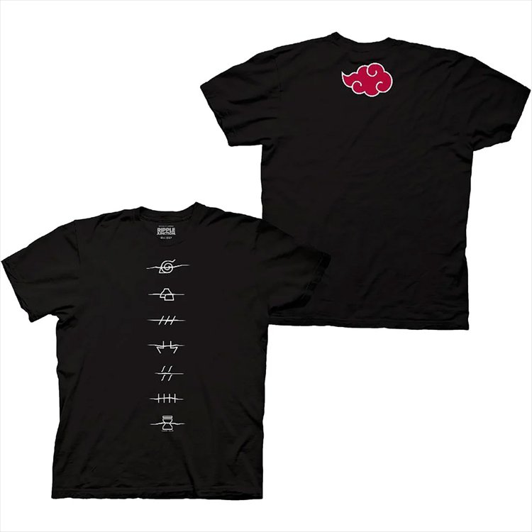 Naruto Shippuden - Anti Village Symbols and Red Cloud T-Shirt XL Naruto Shippuden - Anti Village Symbols and Red Cloud T-Shirt XL